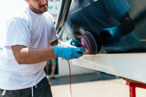 buffing the exterior of a vessel